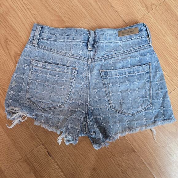 BLANKNYC The Barrow Womens High-Rise Distressed Denim Shorts Sz 24 Frayed Edge - Picture 8 of 11
